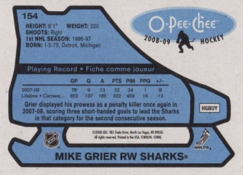 2008-09 O-Pee-Chee - 1979-80 Retro #154 Mike Grier Back