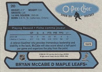 2008-09 O-Pee-Chee - 1979-80 Retro #20 Bryan McCabe Back