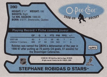 2008-09 O-Pee-Chee - 1979-80 Retro #280 Stephane Robidas Back