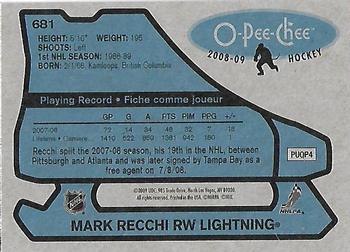 2008-09 O-Pee-Chee - 1979-80 Retro #681 Mark Recchi Back