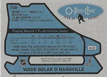 2008-09 O-Pee-Chee - 1979-80 Retro #728 Wade Belak Back