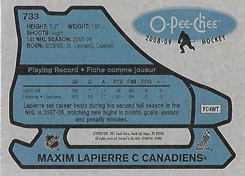 2008-09 O-Pee-Chee - 1979-80 Retro #733 Maxim Lapierre Back