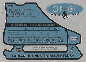 2008-09 O-Pee-Chee - 1979-80 Retro #761 Fabian Brunnstrom Back