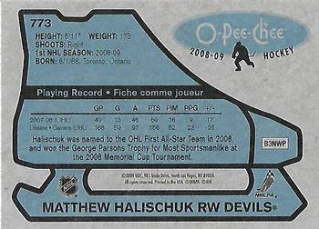 2008-09 O-Pee-Chee - 1979-80 Retro #773 Matthew Halischuk Back