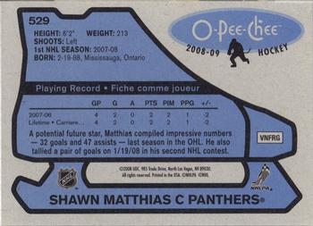 2008-09 O-Pee-Chee - 1979-80 Retro #529 Shawn Matthias Back