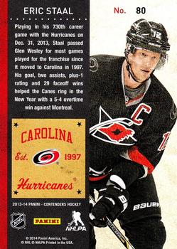 2013-14 Panini Contenders #80 Eric Staal Back
