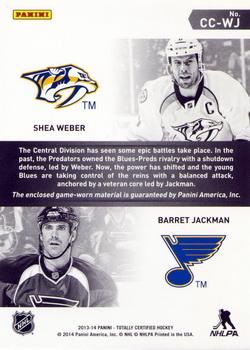 2013-14 Panini Totally Certified - Certified Competitors Jerseys Red #CC-WJ Shea Weber / Barret Jackman Back