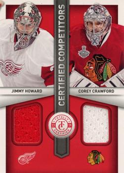 2013-14 Panini Totally Certified - Certified Competitors Jerseys Red #CC-HC Jimmy Howard / Corey Crawford Front