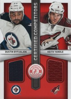 2013-14 Panini Totally Certified - Certified Competitors Jerseys Red #CC-BY Dustin Byfuglien / Keith Yandle Front