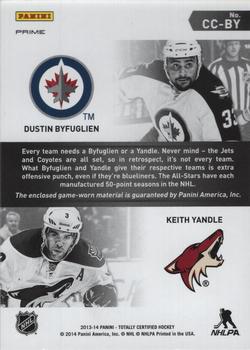 2013-14 Panini Totally Certified - Certified Competitors Jerseys Prime Blue #CC-BY Dustin Byfuglien / Keith Yandle Back