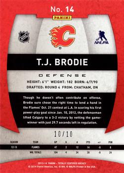 2013-14 Panini Totally Certified - Mirror Platinum Blue #14 T.J. Brodie Back
