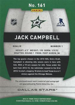 2013-14 Panini Totally Certified - Rookie Autograph Jersey #161 Jack Campbell Back