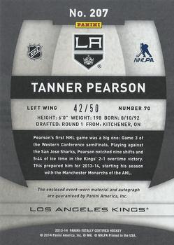 2013-14 Panini Totally Certified - Rookie Autograph Platinum Red Jersey #207 Tanner Pearson Back