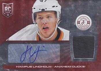 2013-14 Panini Totally Certified - Rookie Autograph Platinum Red Jersey #247 Hampus Lindholm Front