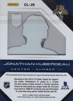 2013-14 Panini Totally Certified - Clear Cloth Red Jersey #CL-JH Jonathan Huberdeau Back