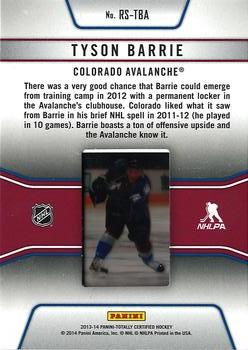 2013-14 Panini Totally Certified - Rookie Slideshow #RS-TBA Tyson Barrie Back