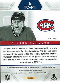 2013-14 Panini Totally Certified - Jerseys Patch Gold #TC-PT Pierre Turgeon Back