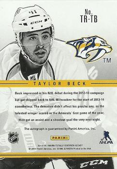 2013-14 Panini Totally Certified - Rookie Signatures #TR-TB Taylor Beck Back