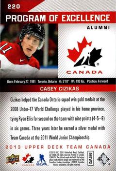 2013 Upper Deck Team Canada #220 Casey Cizikas Back