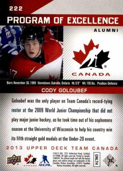 2013 Upper Deck Team Canada #222 Cody Goloubef Back