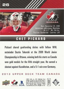 2013 Upper Deck Team Canada #26 Chet Pickard Back