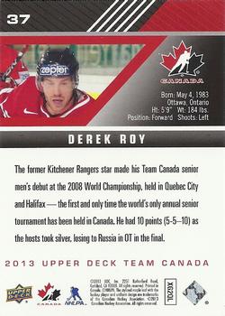 2013 Upper Deck Team Canada #37 Derek Roy Back