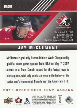 2013 Upper Deck Team Canada #52 Jay McClement Back