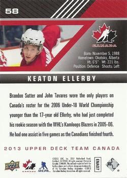 2013 Upper Deck Team Canada #58 Keaton Ellerby Back