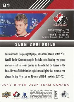 2013 Upper Deck Team Canada #81 Sean Couturier Back