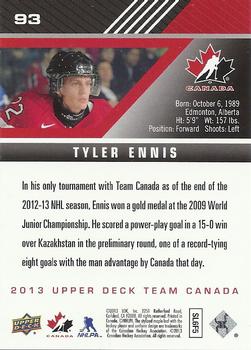 2013 Upper Deck Team Canada #93 Tyler Ennis Back
