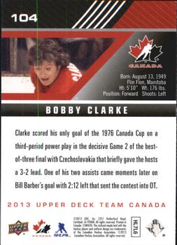 2013 Upper Deck Team Canada #104 Bobby Clarke Back