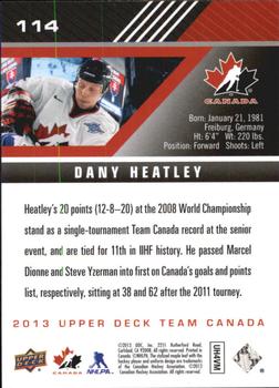 2013 Upper Deck Team Canada #114 Dany Heatley Back