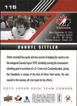 2013 Upper Deck Team Canada #115 Darryl Sittler Back