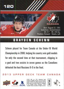 2013 Upper Deck Team Canada #120 Brayden Schenn Back