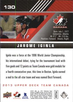 2013 Upper Deck Team Canada #130 Jarome Iginla Back