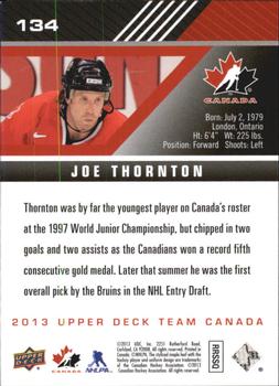 2013 Upper Deck Team Canada #134 Joe Thornton Back
