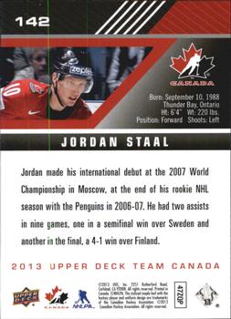 2013 Upper Deck Team Canada #142 Jordan Staal Back