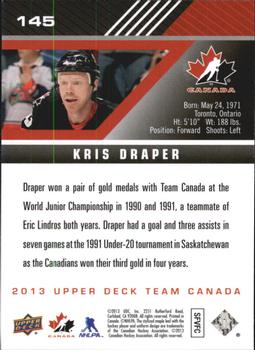 2013 Upper Deck Team Canada #145 Kris Draper Back