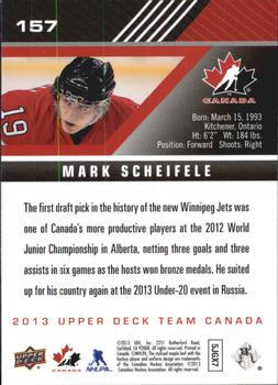 2013 Upper Deck Team Canada #157 Mark Scheifele Back