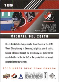 2013 Upper Deck Team Canada #189 Michael Del Zotto Back