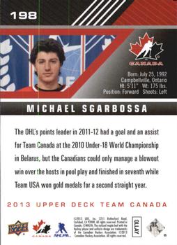 2013 Upper Deck Team Canada #198 Michael Sgarbossa Back