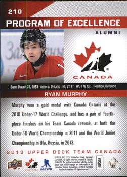 2013 Upper Deck Team Canada #210 Ryan Murphy Back
