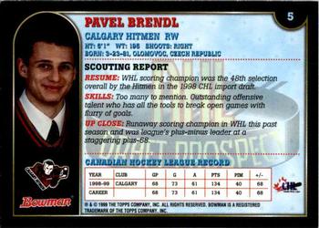 1999 Bowman CHL #5 Pavel Brendl Back