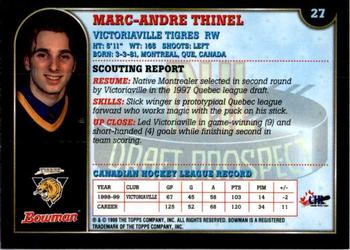 1999 Bowman CHL #27 Marc-Andre Thinel Back