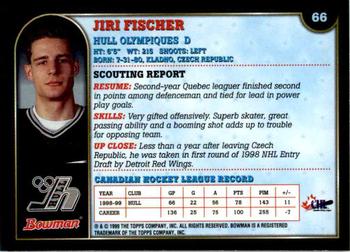1999 Bowman CHL #66 Jiri Fischer Back
