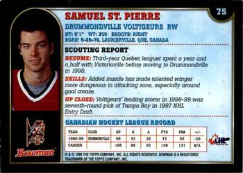 1999 Bowman CHL #75 Samuel St. Pierre Back