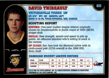 1999 Bowman CHL #80 David Thibeault Back
