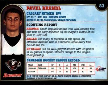 1999 Bowman CHL #83 Pavel Brendl Back