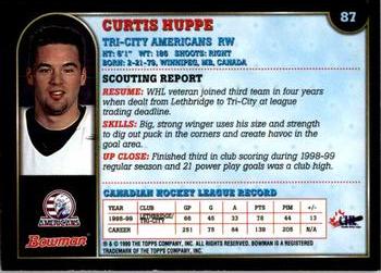 1999 Bowman CHL #87 Curtis Huppe Back