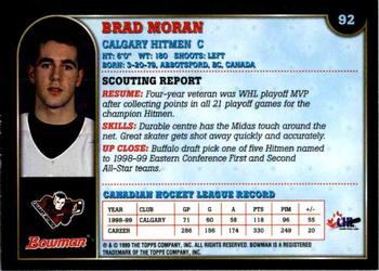 1999 Bowman CHL #92 Brad Moran Back